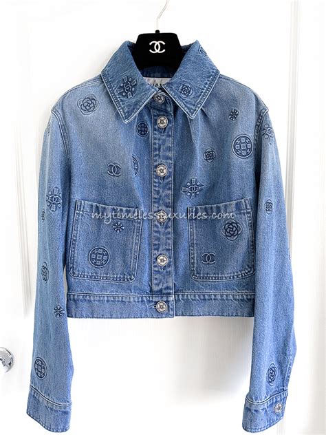 chanel logo denim jacket|chanel jacket clearance.